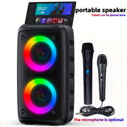 Karaoke Machine with 1 Wireless Microphone, 1 Wired Microphone, Adult Portable Speaker, PA System with LED Lights Singing Karaoke Speaker, Supports TF Card/USB, AUX Input, TWS Suitable for Party Us...