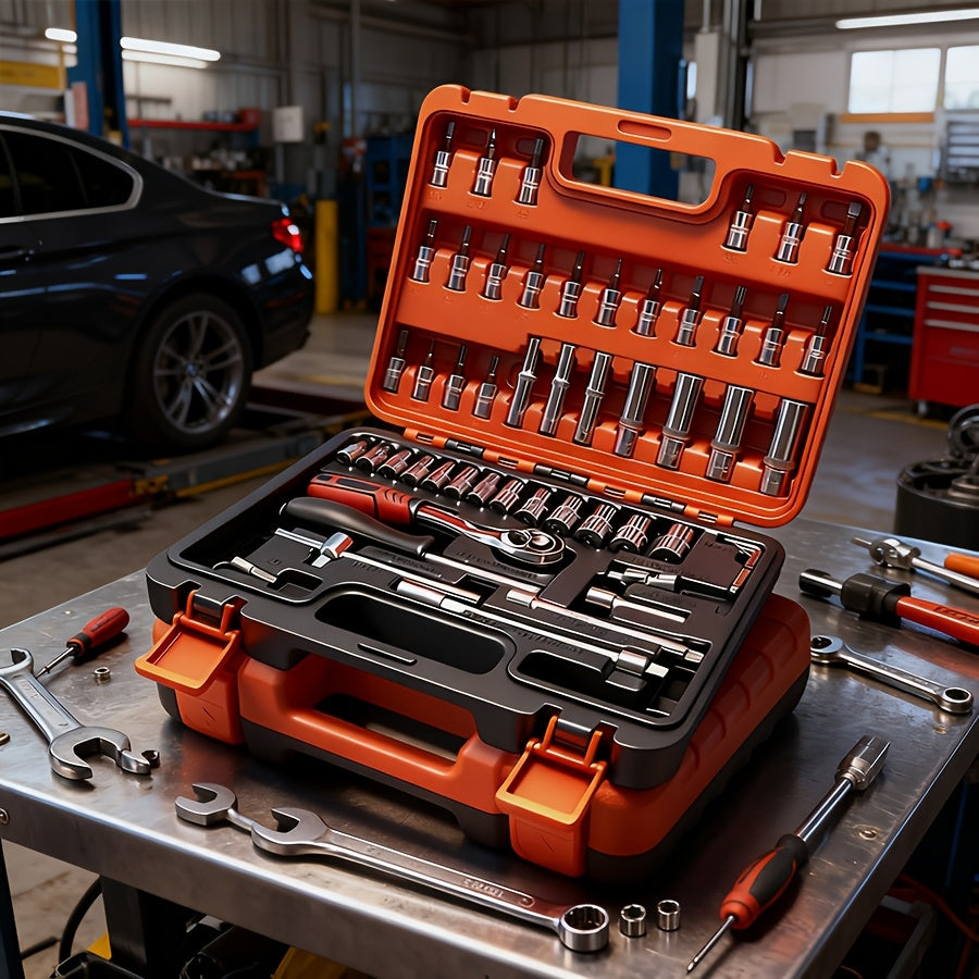 899/45/52pcs Professional Tool Set, Multi-functional Toolbox, Portable Design, For Home And Car Repair, A Tool Set For Enthusiasts And Professionals, A Gift For Friends, Local Shipping