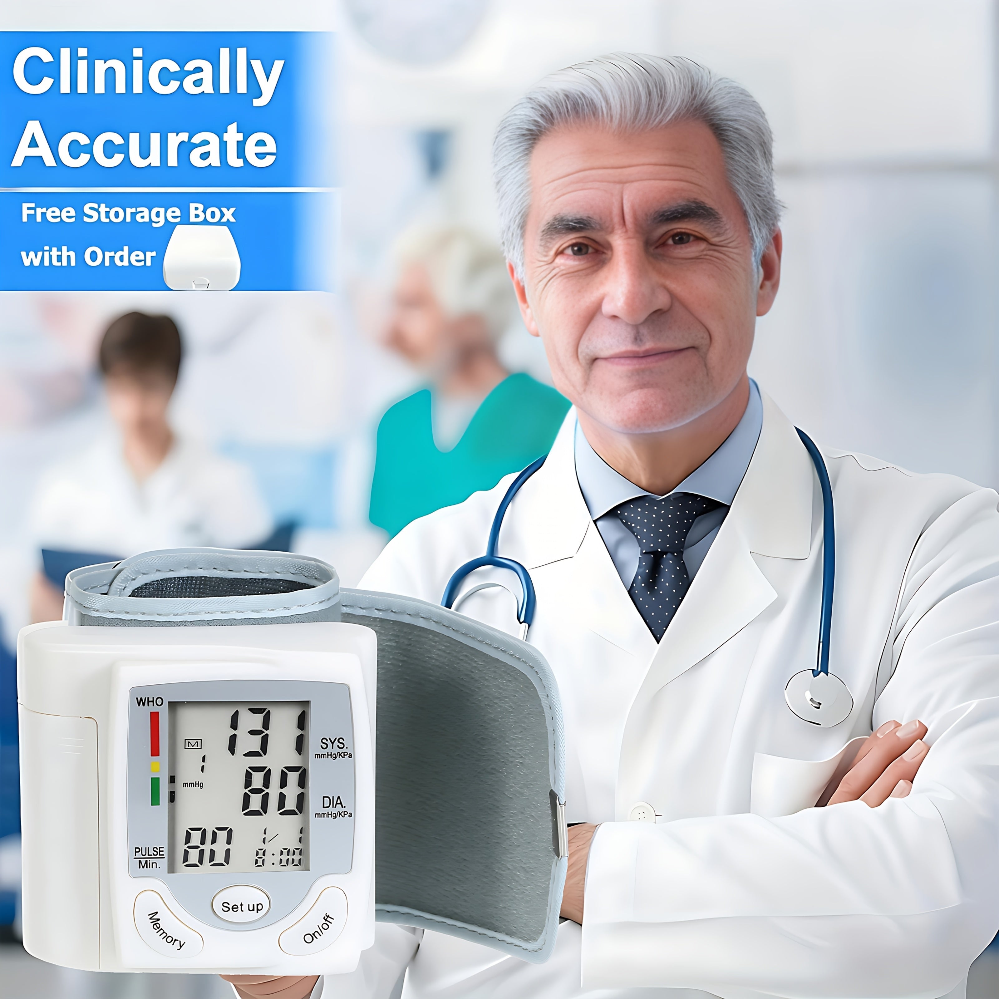 Automatic Wrist Blood Pressure Monitor Wrist Cuff with LCD Glass Curtain - Adjustable Cuff, Pulse Rate Detection & Irregular Heartbeat Alarm - Blood Pressure Measurement Battery-Powered (Batteries ...