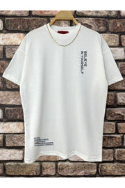 Men'S White Believe Printed Oversize T-Shirt