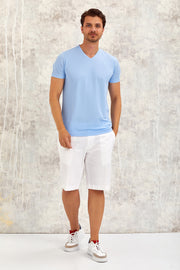 Gimaldo Men'S V-Neck T-Shirt - Blue