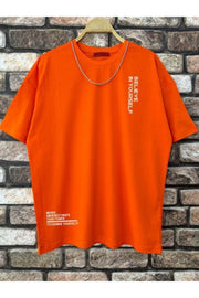 Men'S Orange Believe Printed Oversize T-Shirt
