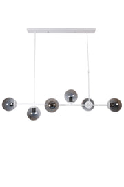 Simao Modern Design White Color Smoked Glass Living Room - Dining Table Top - Kitchen 6-Piece Chandelier