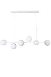 Simao Modern Design White Color White Glass Living Room - Dining Table Top - Kitchen 6-Piece Chandelier