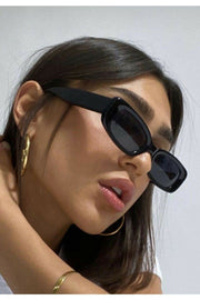 Unisex Black Square Rectangle Vintage-Retro Sunglasses