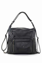 Women'S Black Back And Hand Wash Leather Bag - Both Back And Shoulder Bag