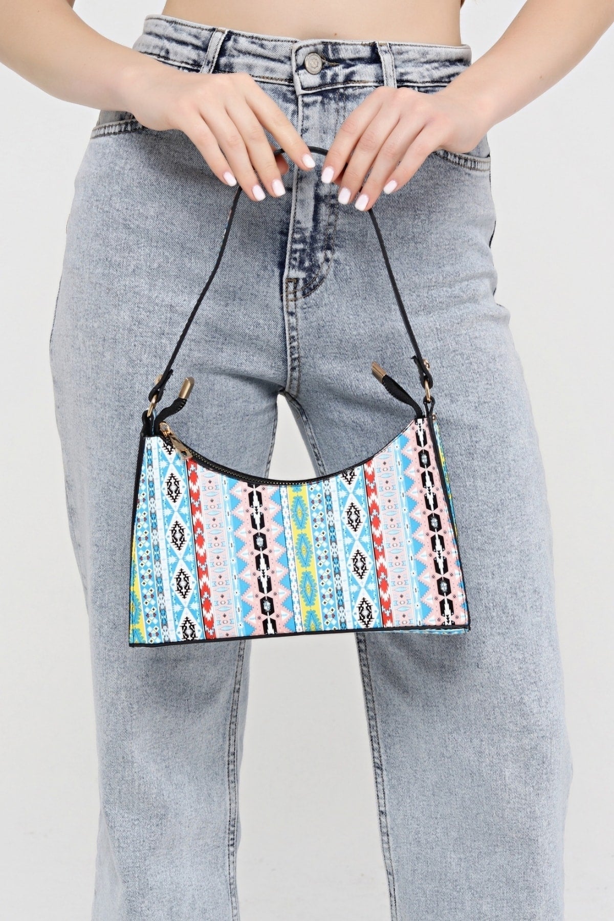 Colorful Rug Patterned Baguette Baguette Hand And Shoulder Bag Gc0090Colourilim