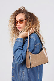 Mink Crocodile Patterned Baguette Baguette Hand And Shoulder Bag Gc009023K