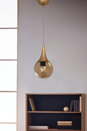 Single Drop Antiqued Round Honey Glass Pendant Lamp Chandelier