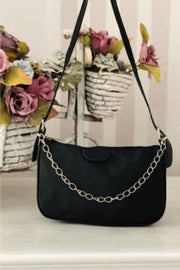 Black Thin Chain Baguette Women'S Bag