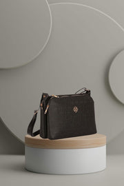 Women'S Bag Black Three Part Shoulder Cross Strap Gogus Bag (A Quality)