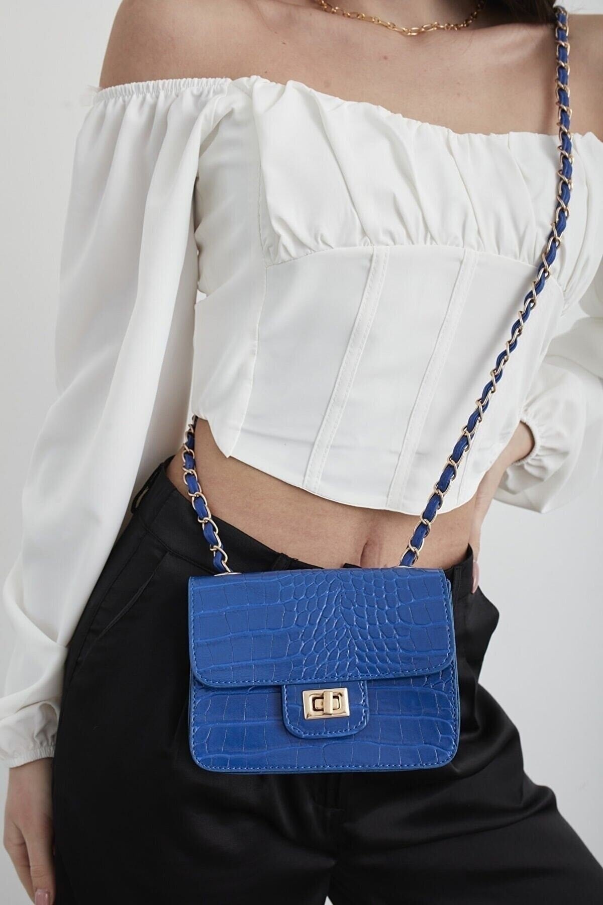 Sax Women'S Crocodile Patterned Mini Shoulder Bag