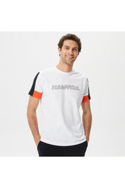Men'S White Color Block Standard Fit Short Sleeve T-Shirt