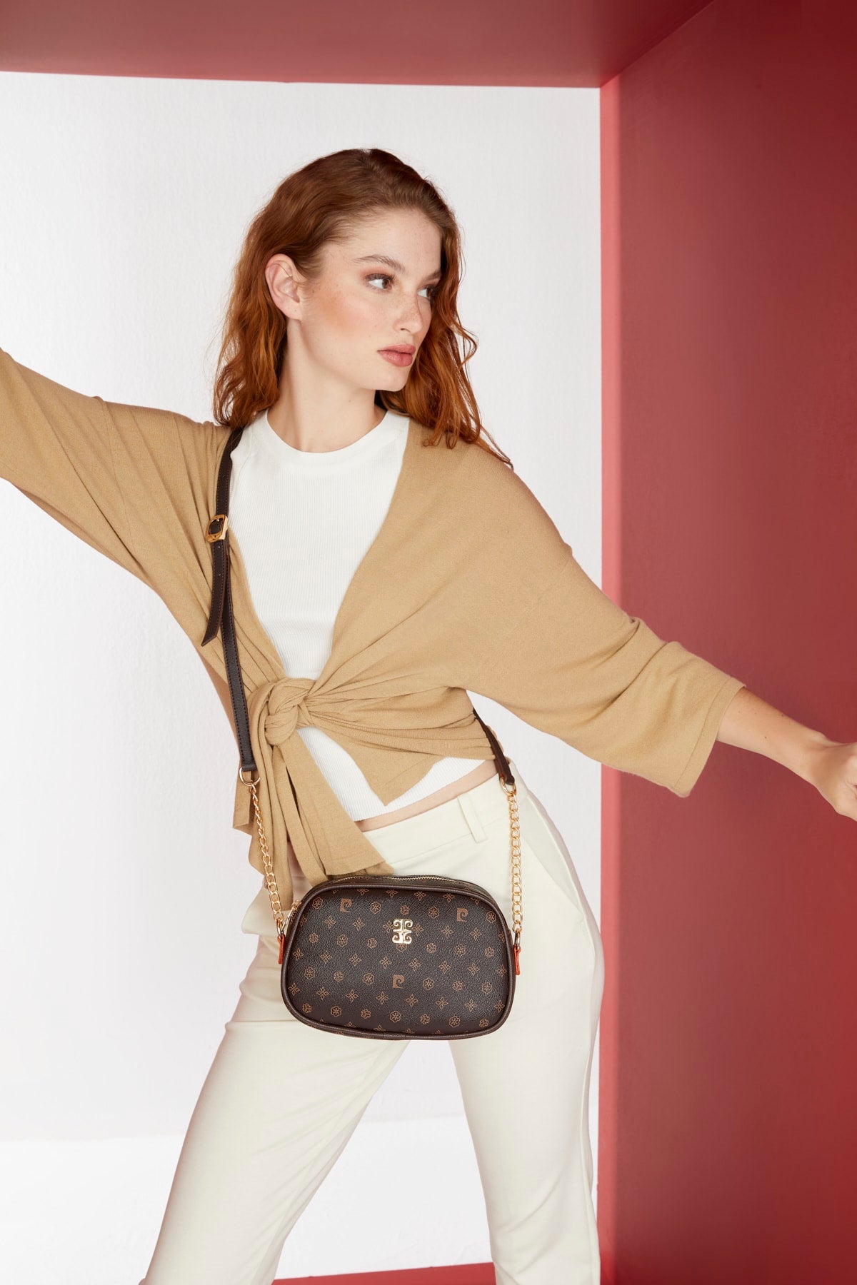Coffee Monogram Women Shoulder Bag 05Po22Y1543