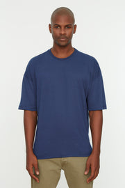 Navy Blue Men'S Basic Crew Neck Oversize Short Sleeve T-Shirt Tmnss22Ts0300