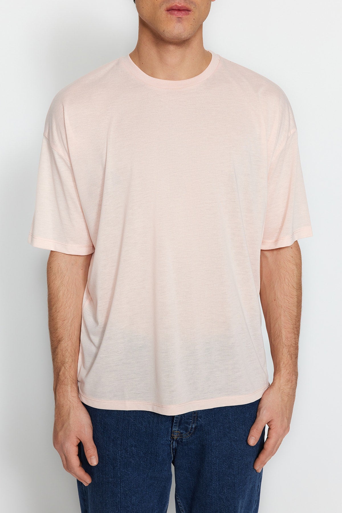 Pink Men'S Basic Oversize Crew Neck Short Sleeve T-Shirt Tmnss22Ts0300