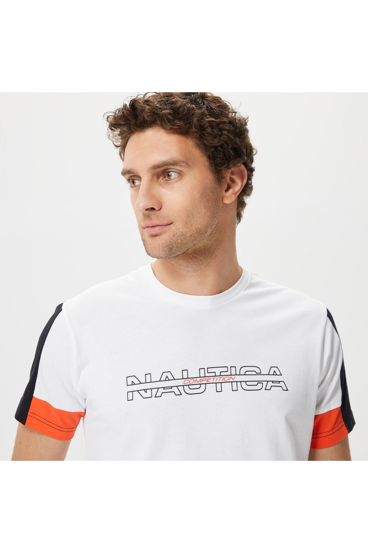 Men'S White Color Block Standard Fit Short Sleeve T-Shirt