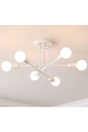 Akra 6 White Ceiling Mounted/Plafonyer Chandelier - Swordslife