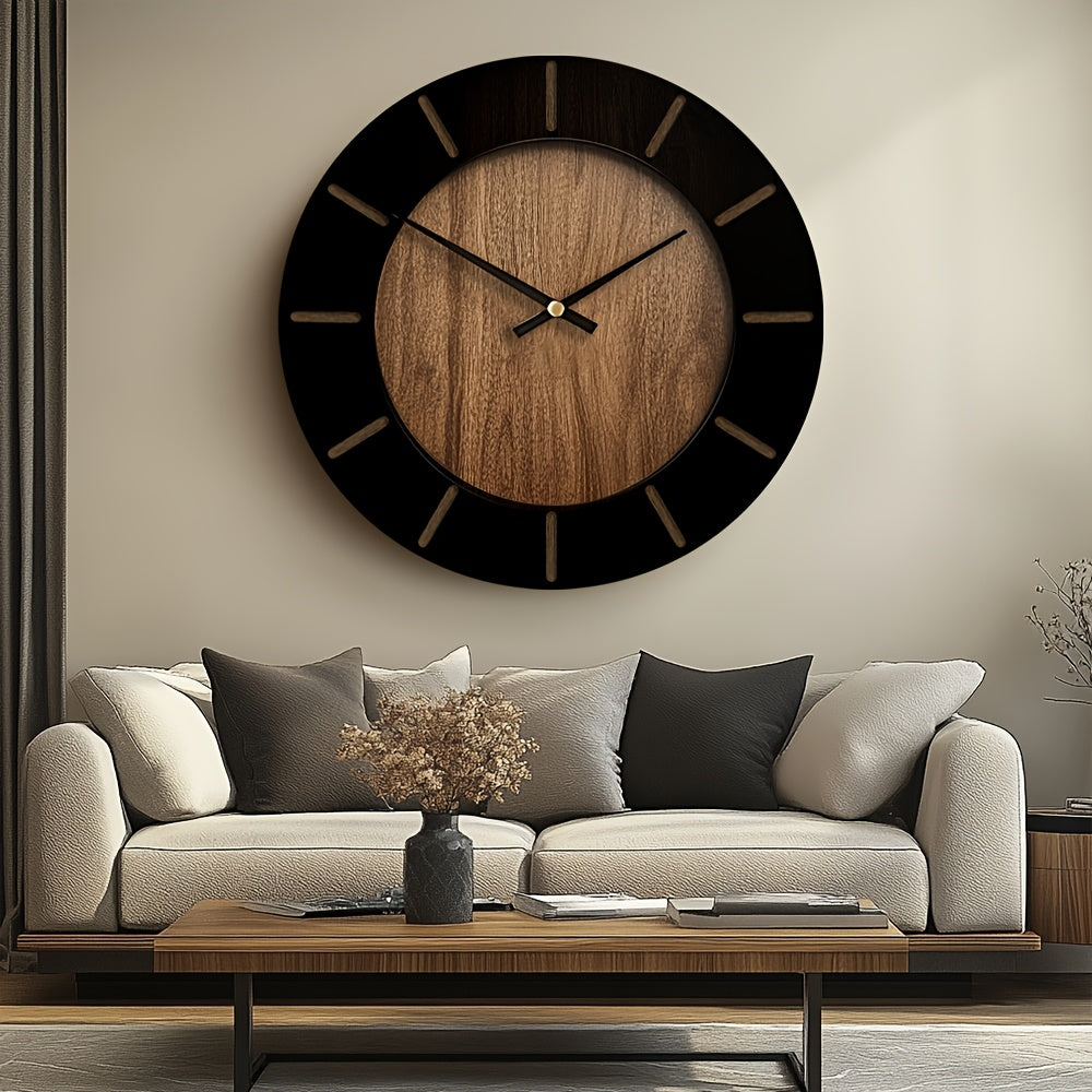 14/16/18 Inch Vintage Wooden Silent Wall Clock - Elegant Battery-Operated Artistic Decor for Living Room, Bedroom, Office - AA Battery Required, Not Included
