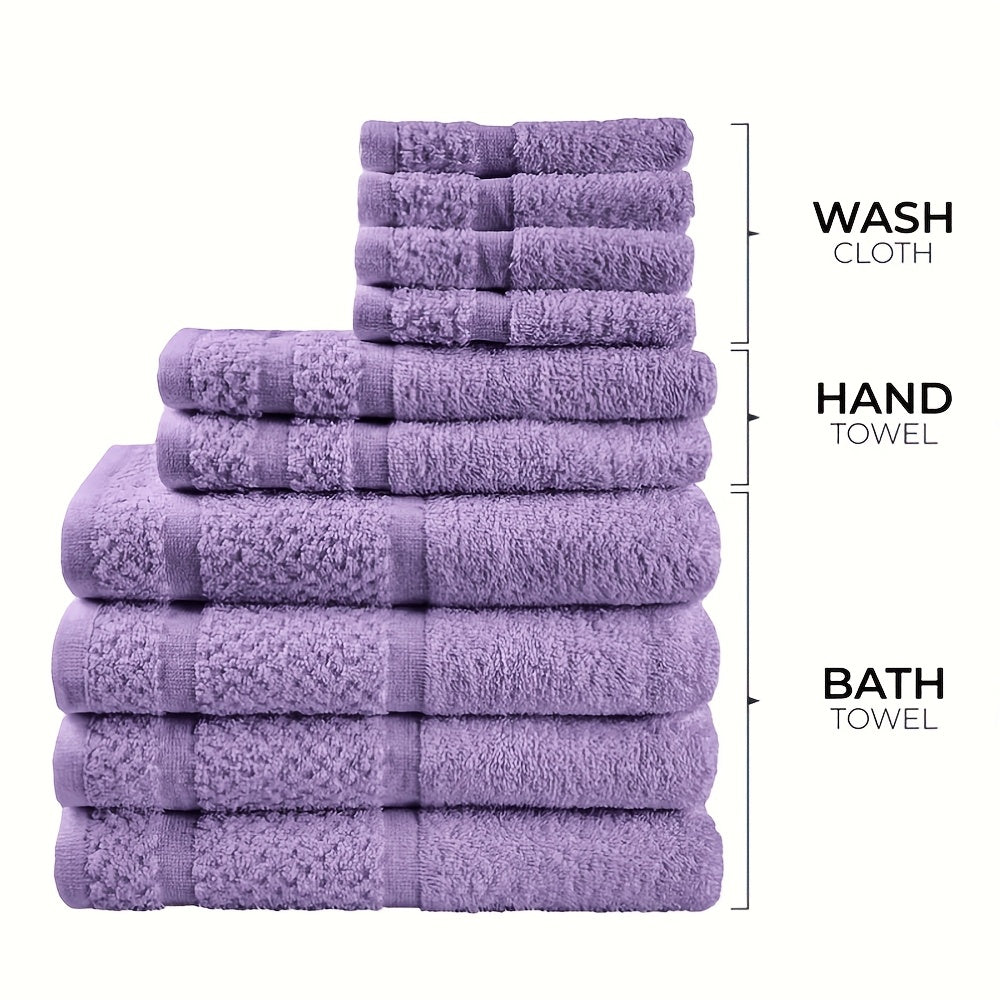 10pcs Bath Towel Set, 4pcs Bath Towels&2pcs Hand Towels&4pcs Washcloths, Solid Color, Cotton Towel, Absorbent, Quick-drying, Soft And Comfortable, Bathroom Supplies, Towels for Bathroom, Shower...