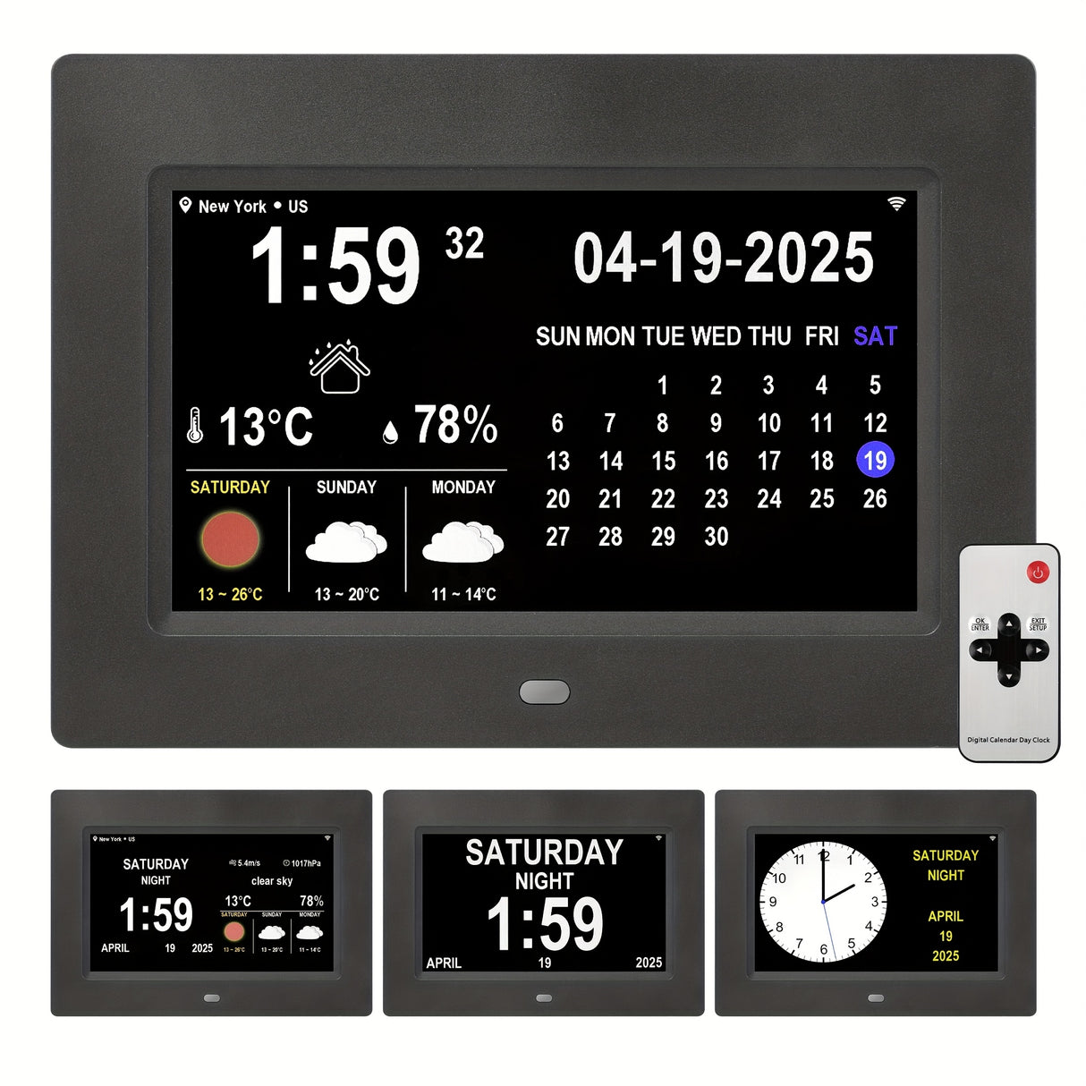 WiFi Digital Wall Clock, Desktop Clock with Weather Temperature Humidity, Clock for Seniors, Alzheimer's Clock,Dementia clock, Electronic Clock, 10 Day Weather Forecast, Weather Station Clock with Digital Calendar and Alzheimer's Alert for Seniors.