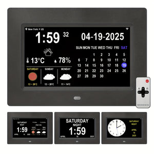 WiFi Digital Wall Clock, Desktop Clock with Weather Temperature Humidity, Clock for Seniors, Alzheimer's Clock,Dementia clock, Electronic Clock, 10 Day Weather Forecast, Weather Station Clock with Digital Calendar and Alzheimer's Alert for Seniors.