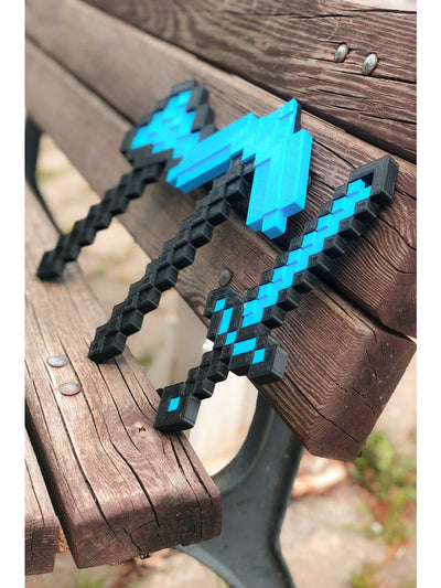 Minecraft Kılıç-kazma-balta Üçlü Elmas Set / Minecraft Üçlü Oyuncak Elmas Set