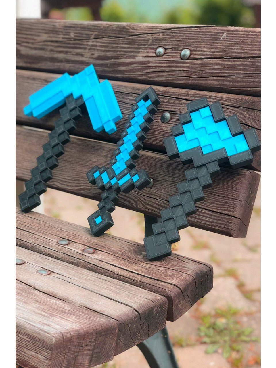 Minecraft Kılıç-kazma-balta Üçlü Elmas Set / Minecraft Üçlü Oyuncak Elmas Set