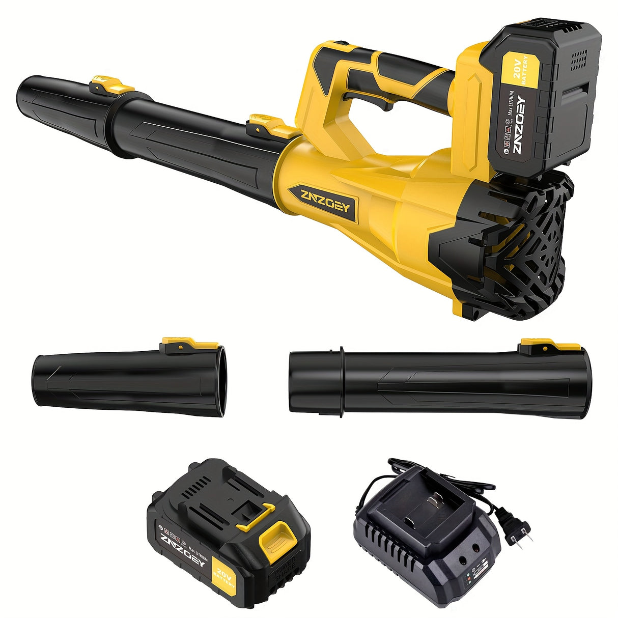 High Power Cordless Leaf Blower with 4.0Ah Batteries, 580CFM/160MPH, 6 Speed Levels & Extension Nozzle - Ergonomic Non-Slip Handle, Lightweight Design for Lawn Care, Yard, Snow, Pet Hair, Ideal Fat...