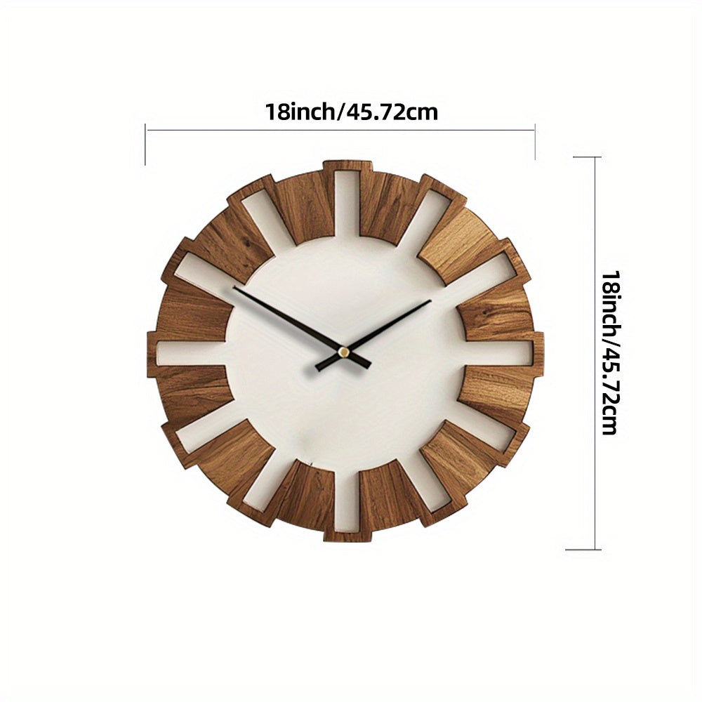 14-16 Inch Vintage Wooden Round Wall Clock - Silent, Battery Operated, Artistic Home Decor for Living Room, Bedroom, Office, Kitchen, Kitchen Wall Clock | Vintage Wall Clock | Wooden Wall Clock