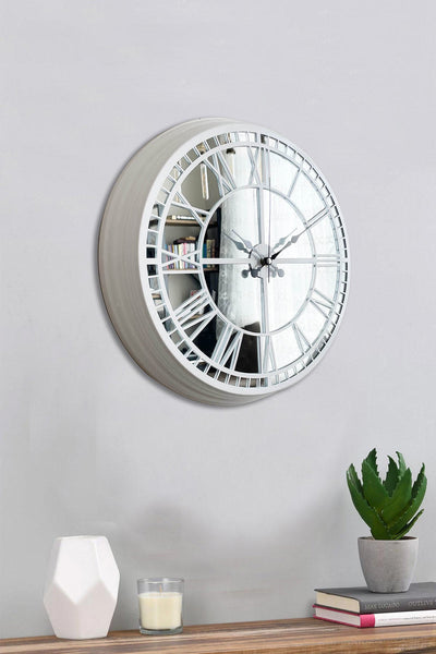 Hediyelik 40 Cm Beyaz Aynalı Lüks Duvar Saati