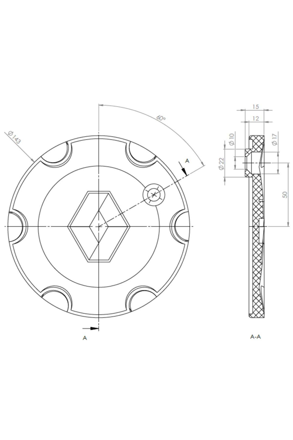 Megane 2 16 inç jant göbeği (Tek)