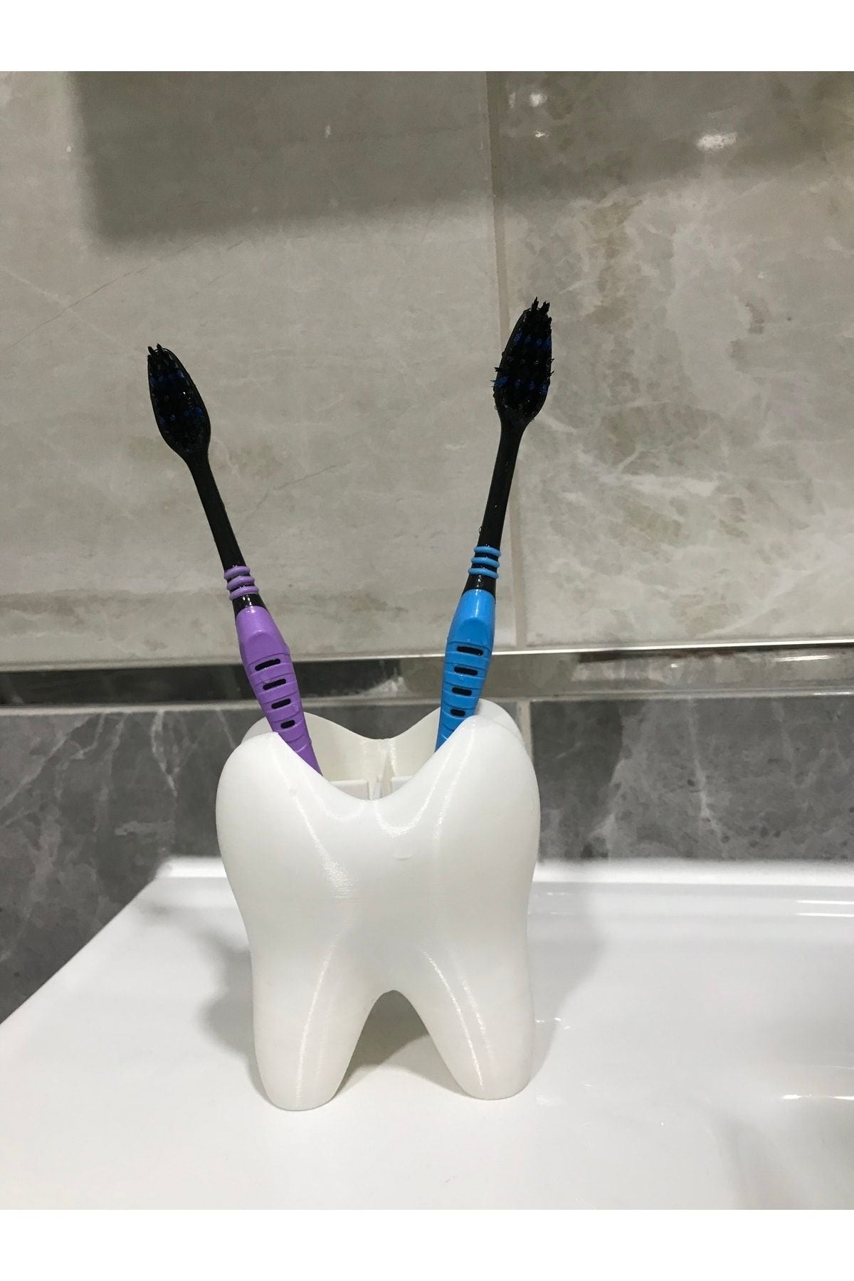 Tooth Shaped 4 Compartment Toothbrush Holder Tooth Shaped Pencil Holder