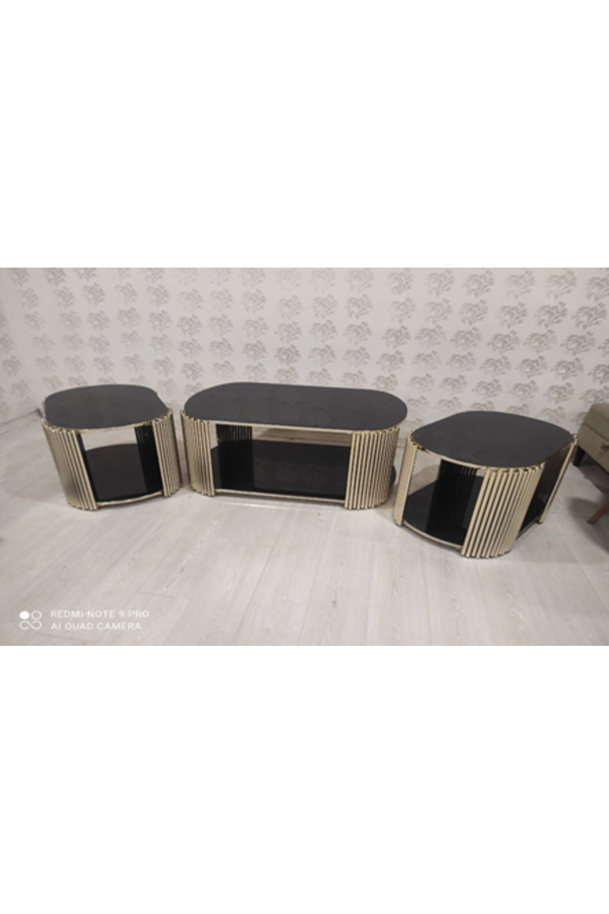 DEMOUNTED STAR COFFEE TABLE 2+1, GOLD NICKELAGE