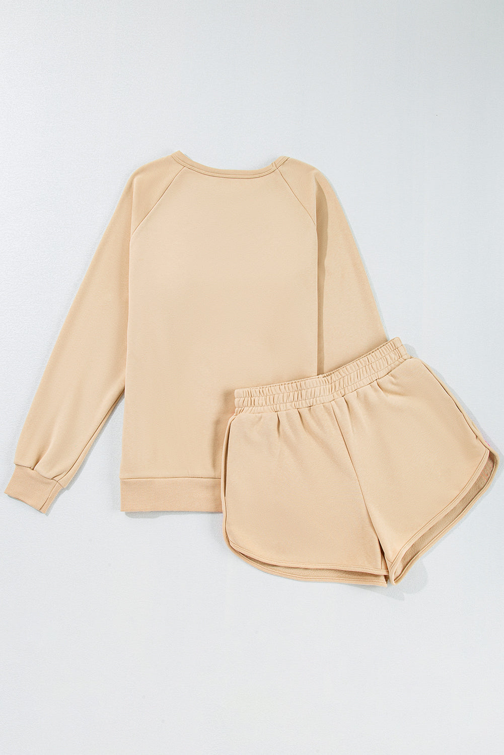 Apricot Striped Accent Pullover And Shorts Two Piece Casual Set