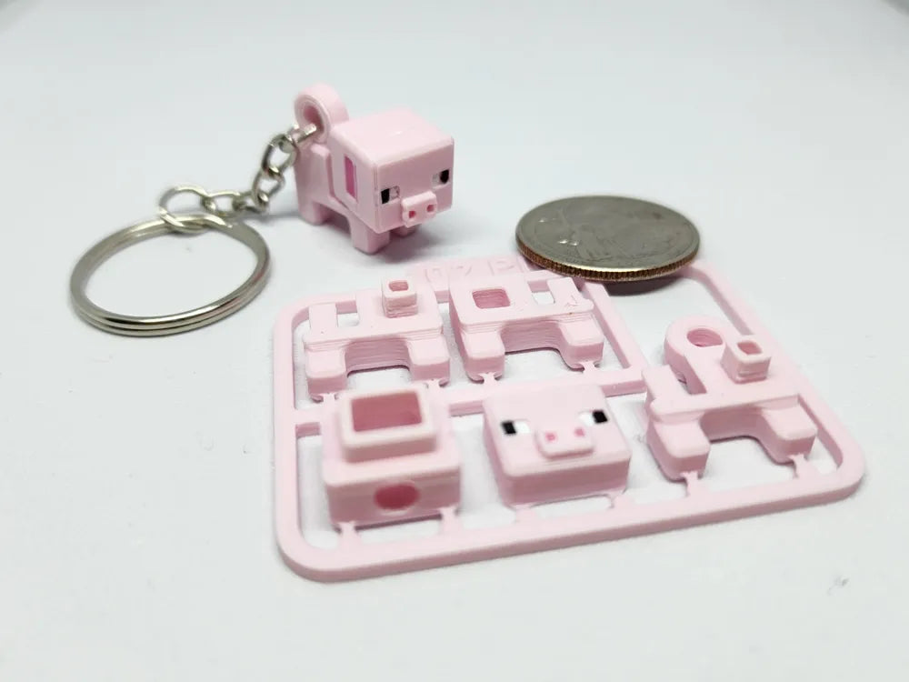 Pikselli Domuz Mini Figür – 3D Baskılı Anahtarlık