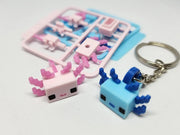 Pikselli Aksolotl Mini Figür – 3D Baskılı Anahtarlık