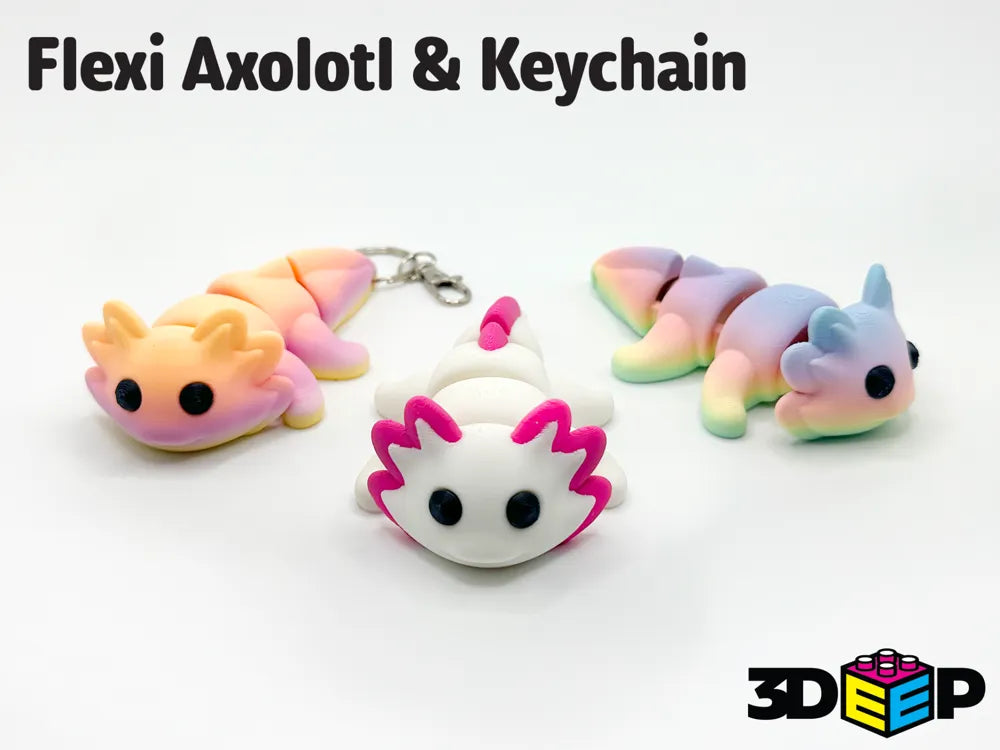 Eklemli Aksolotl Figürü – Esnek 3D Baskılı Anahtarlık