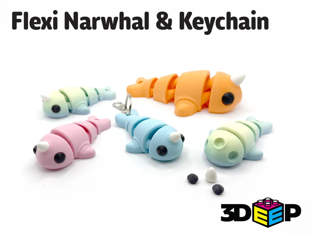 Eklemli Narval (Deniz Canlısı) Figürü – 3D Baskılı Anahtarlık