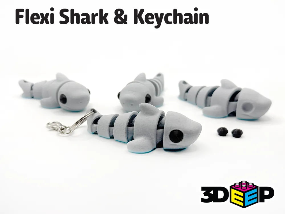 Eklemli Köpekbalığı Figürü – Esnek 3D Baskılı Anahtarlık