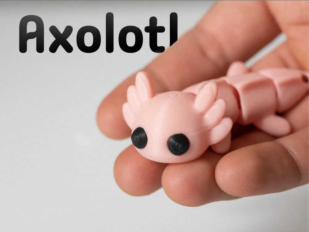 Eklemli Aksolotl Figürü – Esnek 3D Baskılı Anahtarlık