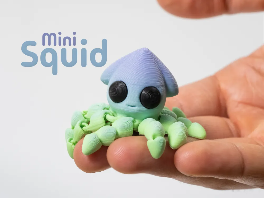 Eklemli Kalamar Figürü – Esnek 3D Baskılı Anahtarlık