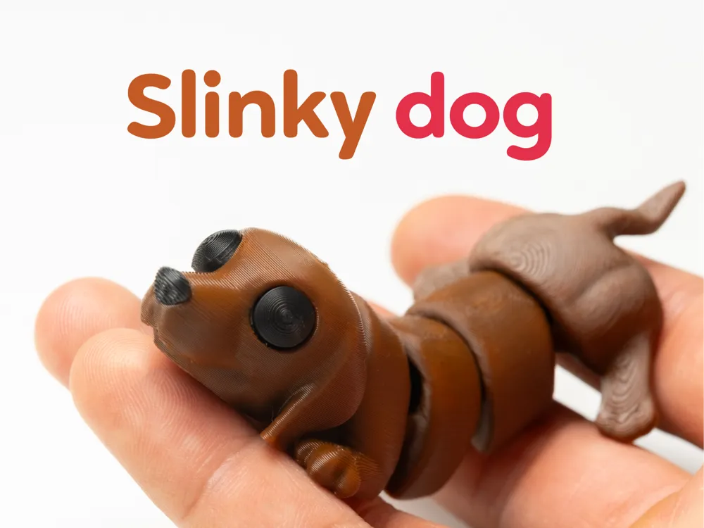 Eklemli Sosis Köpek Figürü – Esnek 3D Baskılı Anahtarlık