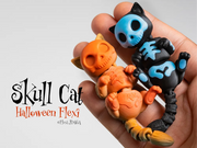 Cadılar Bayramı Temalı Eklemli Kedi Figürü – 3D Baskılı Anahtarlık