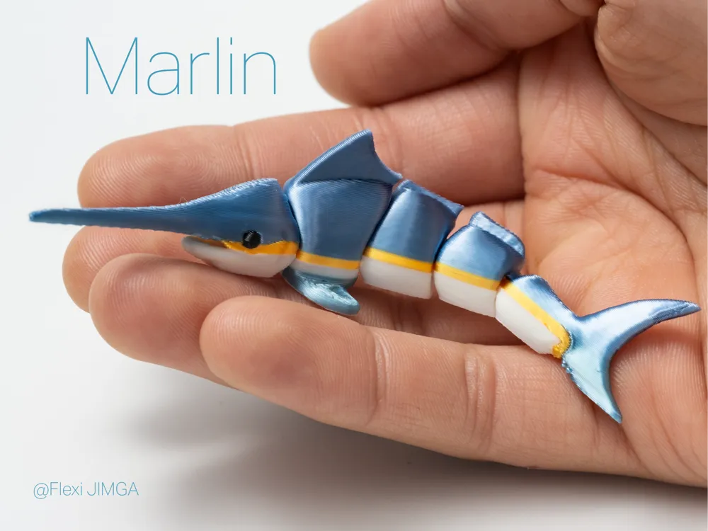 Eklemli Kılıçbalığı Figürü – Esnek 3D Baskılı Anahtarlık