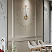 20" Golden Modern Silent Metal Wall Clock – Non-Ticking Quiet Pendulum Design, Large Round Minimalist Decorative Clock for Living Room, Bedroom, Office, Study – Elegant Home Décor Gift