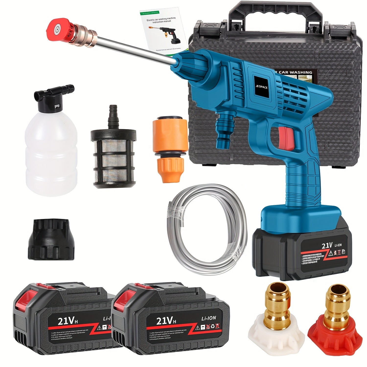 Cordless High Pressure Washer with Rechargeable Battery, Battery Powered for Car, Yard, Driveway, Garden, Green. Stainless Steel Foam Nozzle, Portable Power Car Wash Tool., NAUDHENM