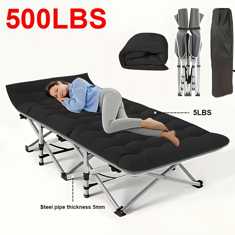 1 X 75 Inch Folding Bed, Camping Bed, Portable Folding Guest Bed with Mattress, 700-Pound Capacity, Adult Bed for Outdoor Travel, Poolside, Patio, Terrace, Camping