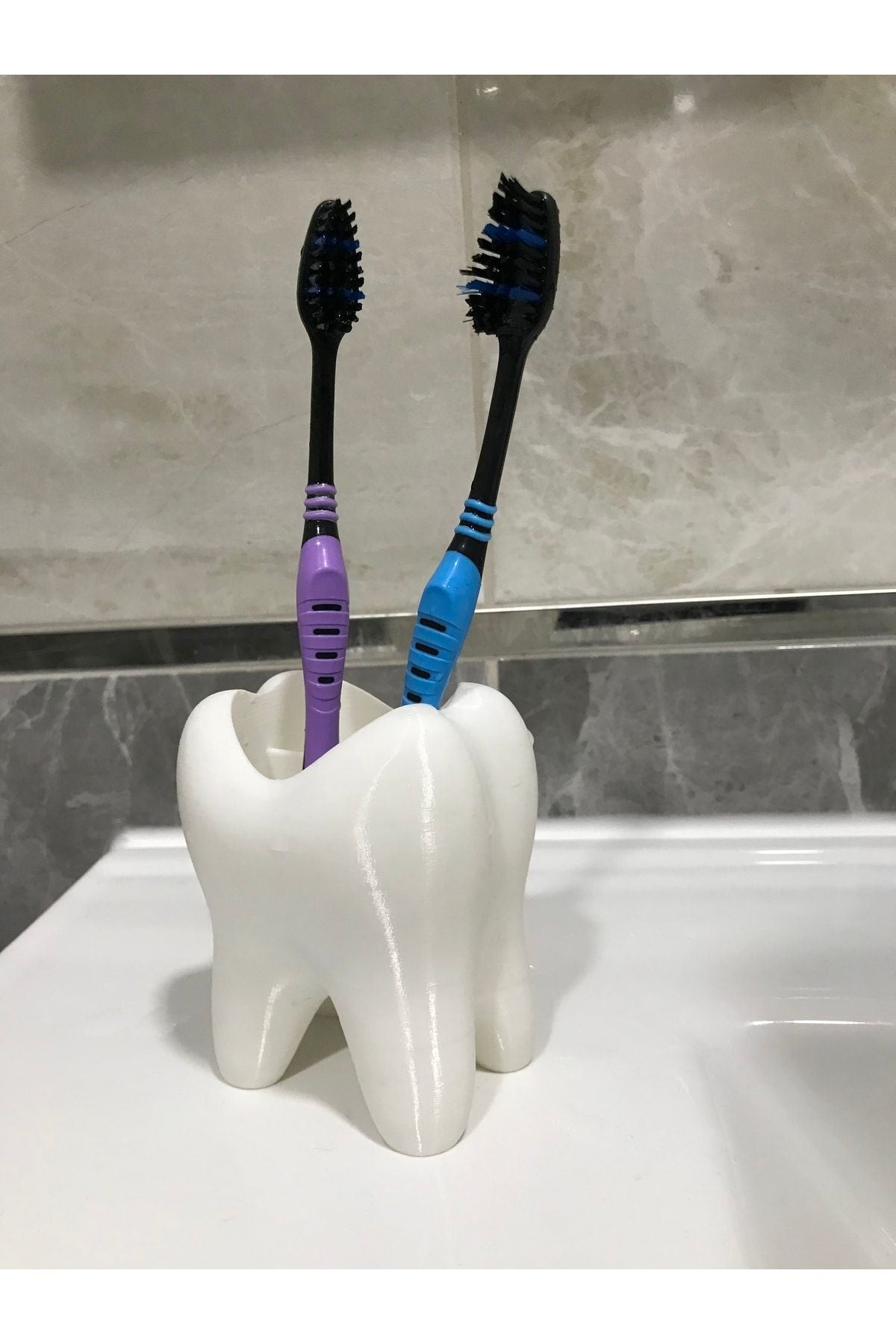Tooth Shaped 4 Compartment Toothbrush Holder Tooth Shaped Pencil Holder