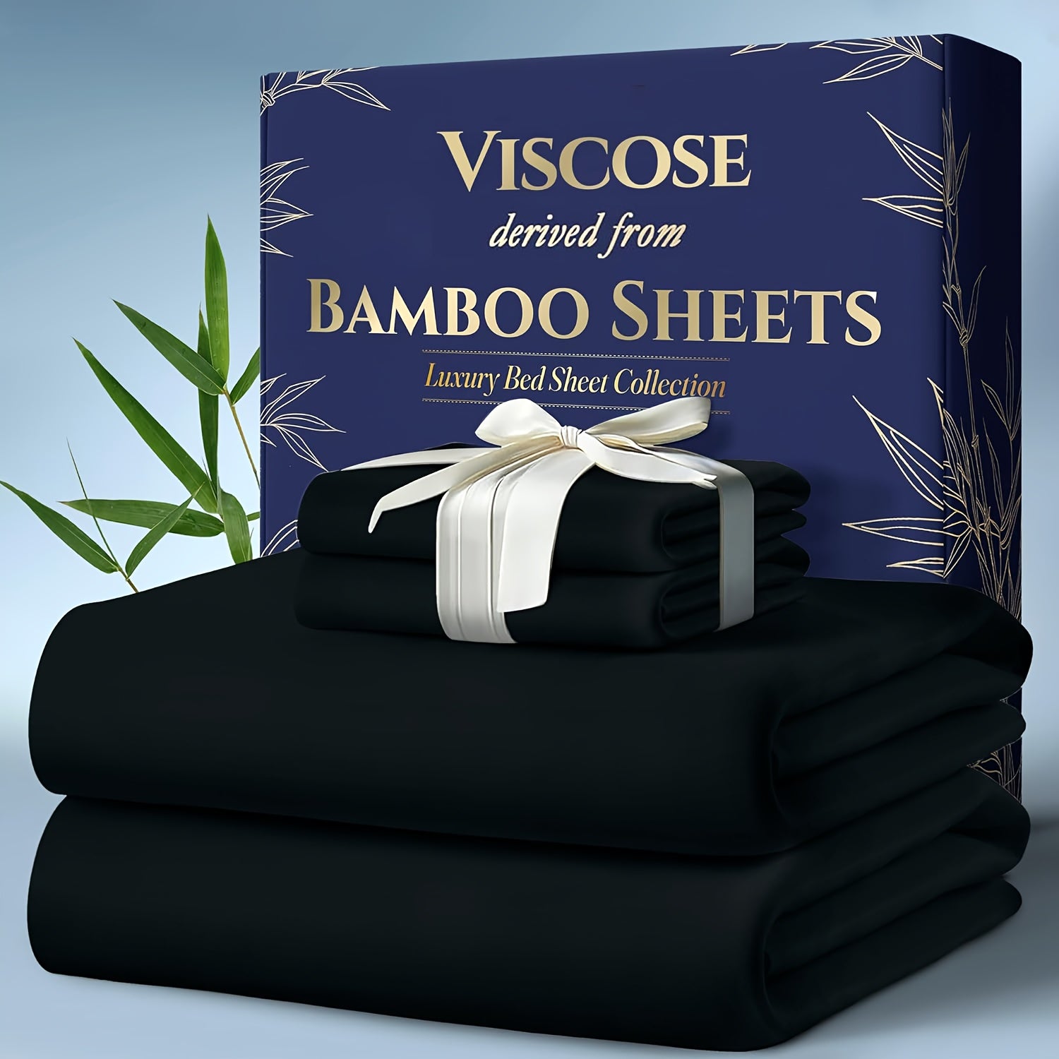 Cooling Bed Sheets King Sets - Luxurious & Ultra-Soft King Size Cooling Sheets for Hot Sleepers - Comfortable & Cool, Bamboo Blend Sheets King Size/Deep Pockets -Home Christmas Decorations